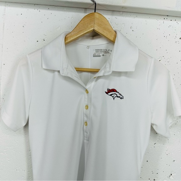 Nike Golf Women’s Small Tour Performance Dri-Fit Denver Broncos White Polo Shirt - Picture 6 of 13